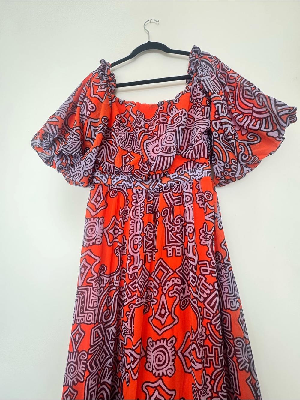 Andres otalora TIKUNA OFF-THE-SHOULDER CHIFFON MAXI DRESS IN PRINT NWT Size M - Picture 10 of 16